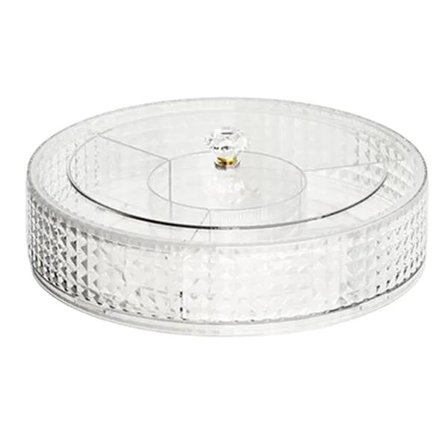 Frugtfad, Opdelt serveringsbakke med låg, Rundt fad Madopbevaringsbeholder, Ruminddelt æske Klar Organizer