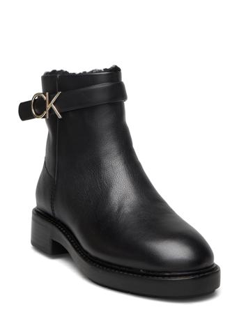 Rubber Sole Ankle Boot Hw Wl-Lth Shoes Boots Ankle Boots Ankle Boot - Flat Svart Calvin Klein