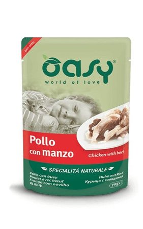 Oasy Wet Cat Pollo Con Manzo Per Gatti Adulti 70g