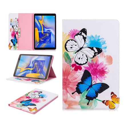 Samsung Galaxy Tab A 10.5 mönstrat flipfodral i läder - Livfulla Fjärilar