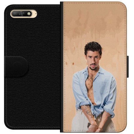 Kompatibel Tegnebogsetui til Huawei Y6 (2018) Bad Bunny Super Bowl-inspireret grafik med NFL-trofæ og San Francisco-bro i sportdesign