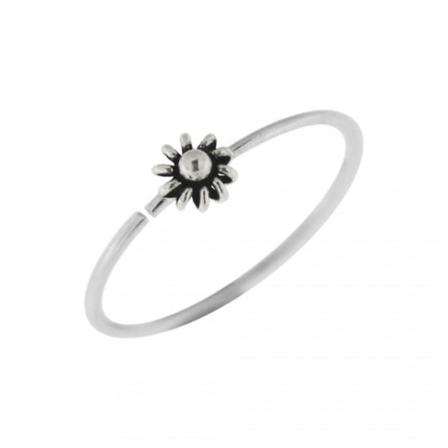 1 st. 8 mm Näspiercing ring i antik silver med Blomma