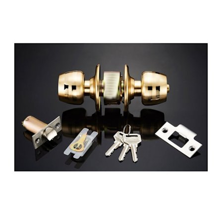 Poleret Messing Rund Dørgreb til Indvendig/Udvendig Dør