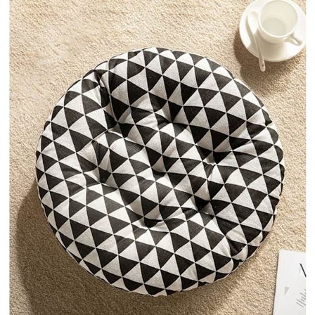 Sæt med 2 luksuriøse indendørs/udendørs smukke have-, spisestuestole skumpuder sædehynde, rund, stolehynde, 40x40 cm, sort hvid