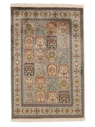 Kashmir Pure Silk Rug 124X186 Brown/Orange Silk, India