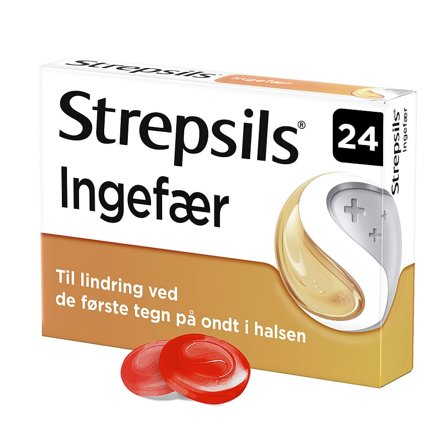Strepsils Ingefær, sugetabletter 24 stk., Medicin & Pleje, Ondt i Halsen, Halspastiller