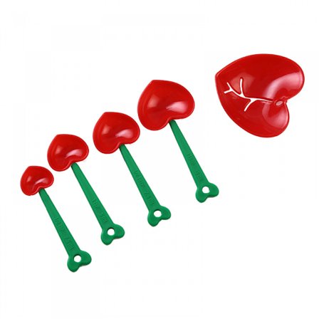 Mon Cherry Måleskjeer & Eggeskiller - Valentinsgave til henne, Valentinsgaver - Måleskje Sett for Baking - BPA-fri (4 stk)