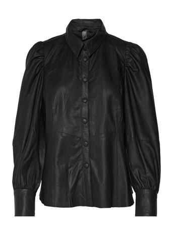 Cualina Leather Blouse Black Culture