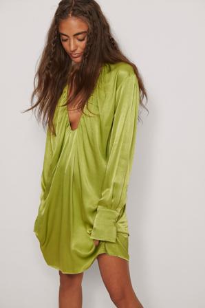 NA-KD Party Robe mini plongeante à fronces - Robes courtes - Vert - EU 34