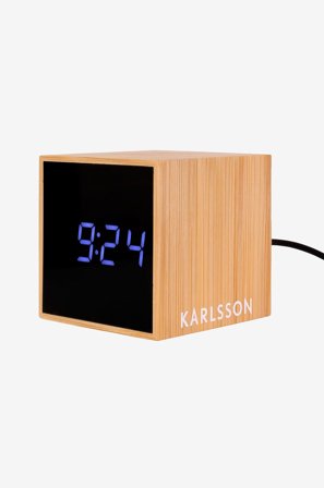 Karlsson - Herätyskello Mini Cube Bamboo - Ruskea - Seinäkellot & pöytäkellot - - Homeroom