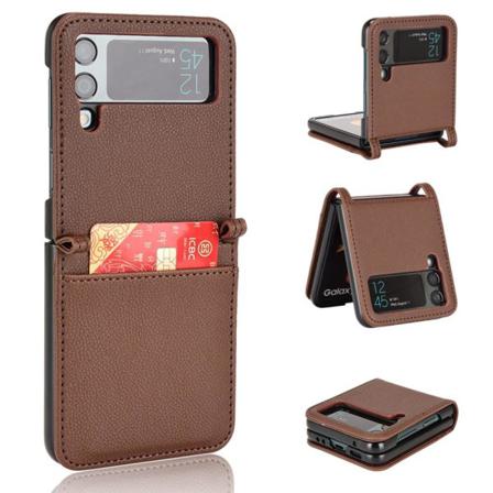 Samsung Galaxy Z Flip4 5g Shockproof Skal Med Kortfack - Brun Brown
