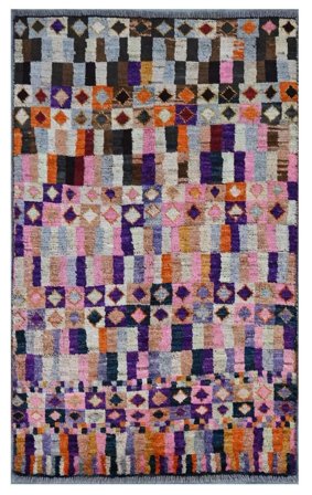 77X129 Tapis Moroccan Berber - Afghanistan Moderne Noir/Rose Foncé (Laine, Afghanistan) Carpetvista