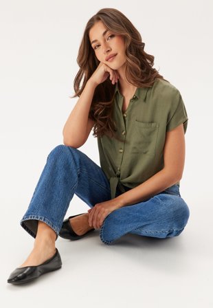 Pieces-Pcpia Ss Tie Shirt Wvn Noos-L