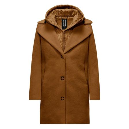 BomBoogie, Bimaterial Single-breasted Long Coat Beżowy, Kobieta, Rozmiar: M