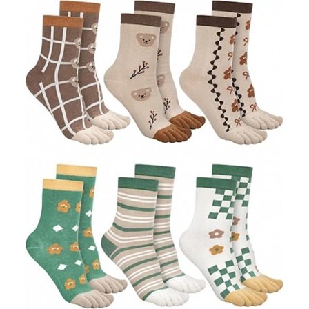 Varvassukat - Naisten - Varvassukat - 6 paria - Puuvilla - Joogasukat - Kodin sisustus