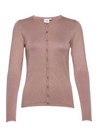 A8661, L/S Cardigan R-Neck Strikkegenser Cardigan Rosa Saint Tropez