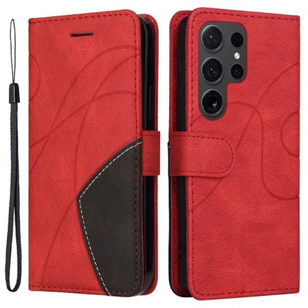 Teksturert læretui med stropp for Samsung Galaxy S24 Ultra - Rød