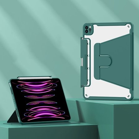 iPad Air 11 (2024) / iPad Pro 11 (2022/2021/2020/2018) - Avtagbart Rotationsfodral i Läder