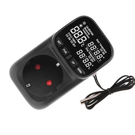 Justerbar termostatisk EU-stikdåse med indbygget timerfunktion til akvarier