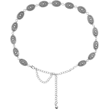 Kvinnors Concho-bälten Plus Size Western Midjebälte för Jeans Klänningar Justerbar Boho Metallkedjebälte