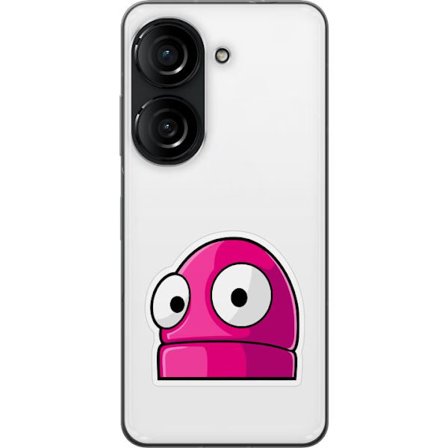 Yhteensopiva Puhelinkuori Asus Asus Zenfone 10 Pinkki sarjakuvahahmo suurilla silmillä leikkisässä ja humoristisessa tyylissä