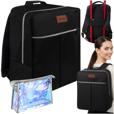 Kabin Reseryggsekk 38×24×18 cm – Håndbagasjeveske med Gjennomsiktig Toalettmappe