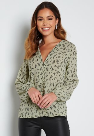 Happy Holly - Zaria blouse - Dusty green / Patterned - Kläder - - Bubbleroom