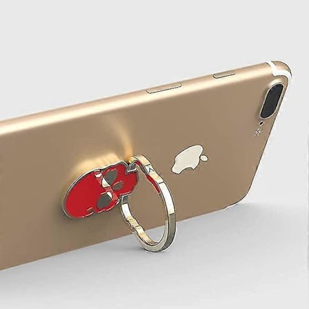 KINZON Dödskalle Metallring Mobiltelefon (röd), 360 graders rotation magnetisk ringhållare för mobiltelefon Smartphone bärbar