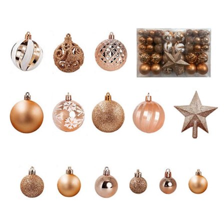 Julekulepyntsett, 12*35*24 cm knusesikre glanskuler for juledekorasjon, innendørs utendørs fest, gaveeske – Ideal[YJD]