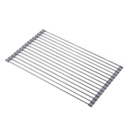 Justerbar Afdrypningsstativ i Rustfrit Stål til Vask, Frugt- og Grøntsagsafdrypningsstativ til Køkken 52x41cm