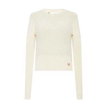 Victoria Beckham Trui with logo , Beige , Dames , Maat: S