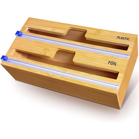 Filmdispenser, 100% bambusfolie dispenser (2 i 1)