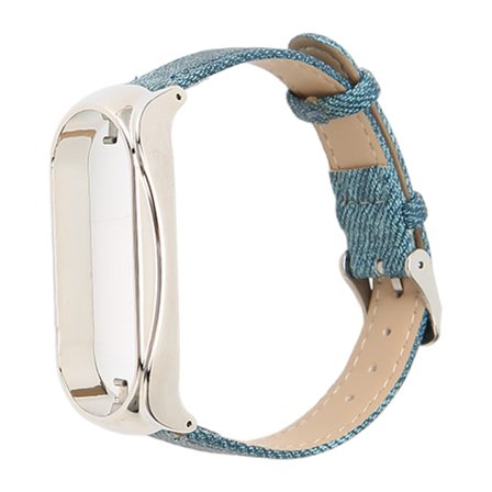 Andningsbart Justerbart Smartwatch-ersättningsarmband i tyg för Mi Band 7 Blått Silverfodral