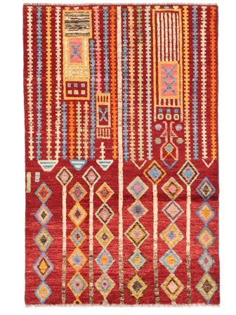 Berber Colourful Rug 117X185 Dark Red/Orange Wool, Afghanistan