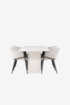 Venture Home - Matgrupp Olga med 6st stolar Evelina - Vit - Matgrupper - Från Homeroom