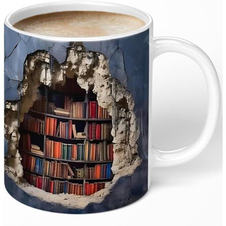 Bibliotek Bokhylla Mugg, Bokälskare Kaffe Mugg, Coola Bokiska Presenter för Läsare, Unik Keramisk Mugg