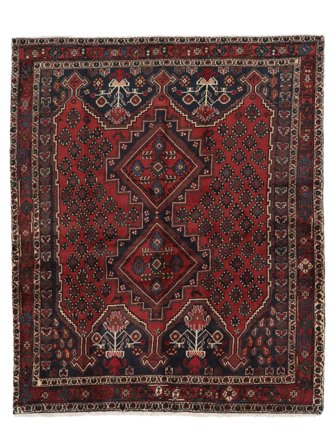 Afshar Shahre Babak Vloerkleed Oosters Zwart/Donkerrood (Wol, Perzië/Iran)