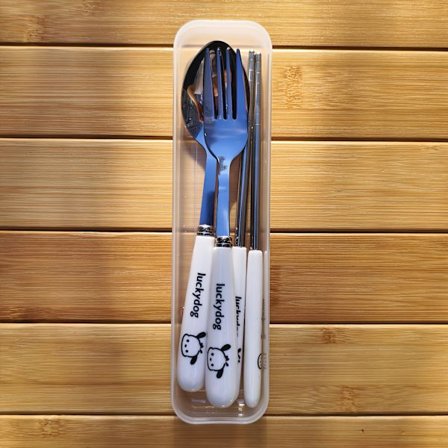 IP 3 kpl/setti Sanrio Hello Kitty ruostumattomasta teräksestä valmistettuja kannettavia aterimia, hienot Kuromi-astiat