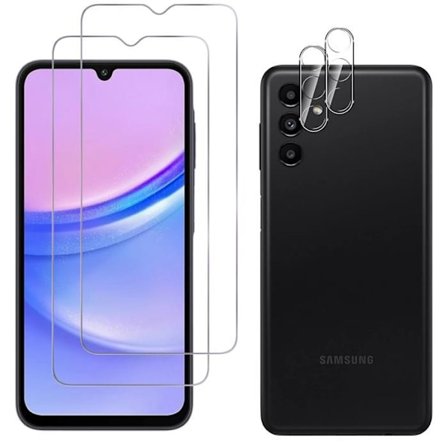 Karkaistu lasi - Phonillico - Samsung Galaxy A15 4G/5G - Pakkaus 2 - Naarmunkestävä - Kirkas