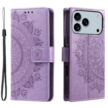 SKALO iPhone 17 Pro Max Mandala Lompakkokotelo - Violetti