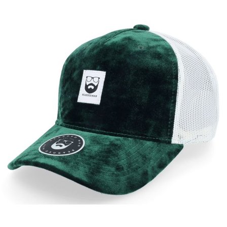 Bearded Man - Grön trucker Keps - Bm Logo Wh Woven Velvet Green/Ivory A-frame Trucker @ Hatstore