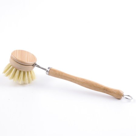 Naturlig Træ Bambus Opvaskemaskine, Langskaftet Børste Pottebørste
