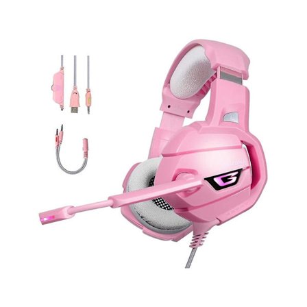 3,5 mm Stereo Surround Gaming Headset Hörlurar Huvudband med LED-ljus Mikrofon för Telefoner Intens PC PS4 PS Visa och YEMAESRE