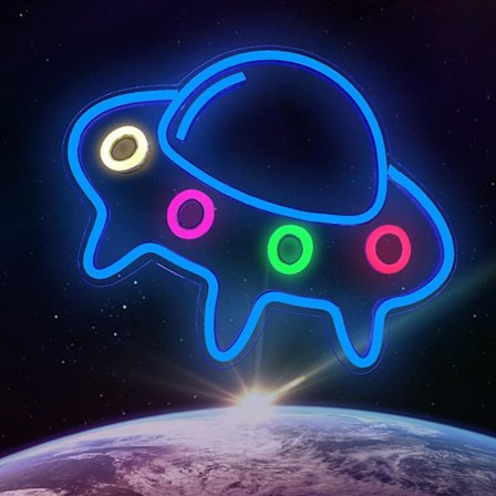 Neon-logo, Alien LED-neon seinäkoriste USB-virtakytkin 15,7x1