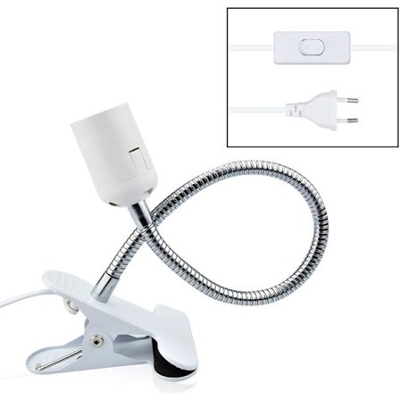 E27-sockel med metallklämma, flexibel svanhals för djur och växter