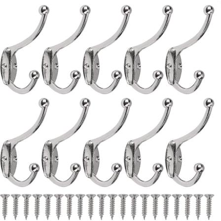 10 stk Kråkkrok Vegg Klær Kroker Antik Vintage Henger Heavy Duty Veggfeste Kråkestativ Til Dør Bad Soverom Kjøkken Silver