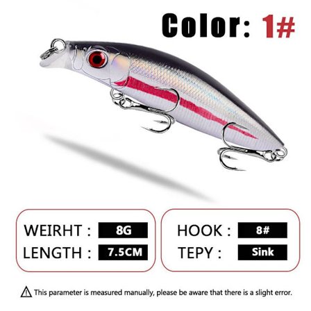 Synkende Fiske Lokkemiddel Minnow Lokkemiddel FARGE 1 FARGE 1