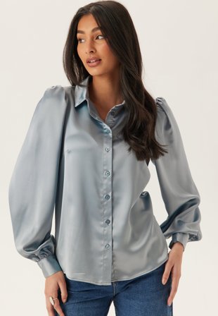 BUBBLEROOM-Puff Sleeve Satin Shirt-44