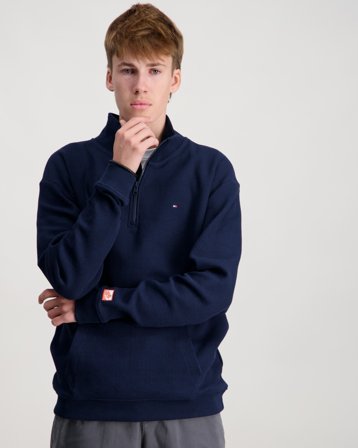 Tommy Hilfiger TEXTURE HALF ZIP SWEATSHIRT Blå Genser Gutt - Kids Brand Store