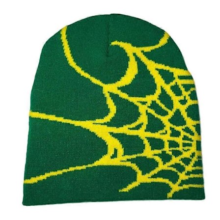 Y2k Hue Spider Web Hat Y2k Strikket Hue Skullies Hue Spider Web Hue Baggy Slouchy Hue Hovedbeklædning Skull Cap